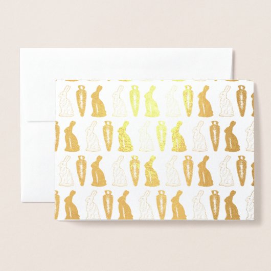 Chocolate Bunny Rabbit Carrot Easter Snoep Bunnies Folie Kaarten (Voorkant met envelop)