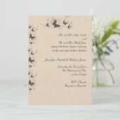 Chocolate Butterflies op Linen Wedding Invitation Kaart (Staand voorkant)