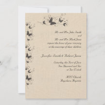 Chocolate Butterflies op Linen Wedding Invitation