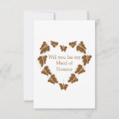 Chocolate Butterfly Design Maid of Honor Verzoek Kaart (Voorkant)