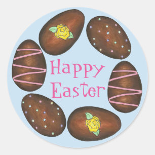 Chocolate Butterroom Happy Easter Snoep Egg Eieren Ronde Sticker