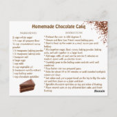 Chocolate Cake Recipe Briefkaart (Achterkant)
