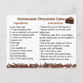 Chocolate Cake Recipe Card Feestdagenkaart (Achterkant)