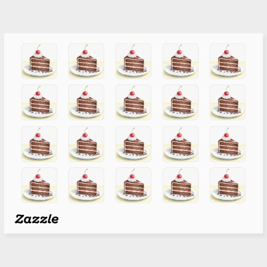 Chocolate Cake Square Sticker (Vel)