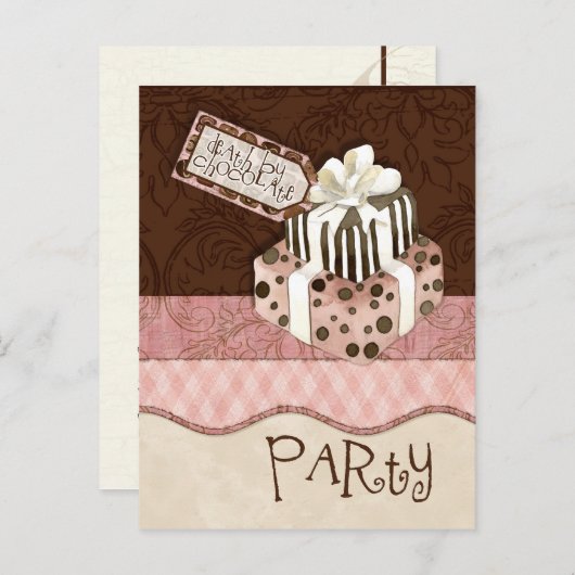 Chocolate Cake Verjaardagsfeest Uitnodiging (Voorkant / Achterkant)
