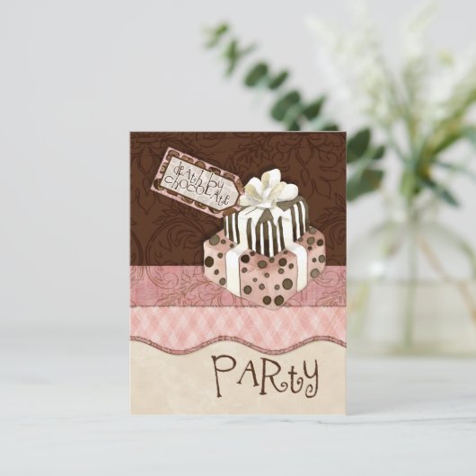 Chocolate Cake Verjaardagsfeest Uitnodiging (Staand voorkant)