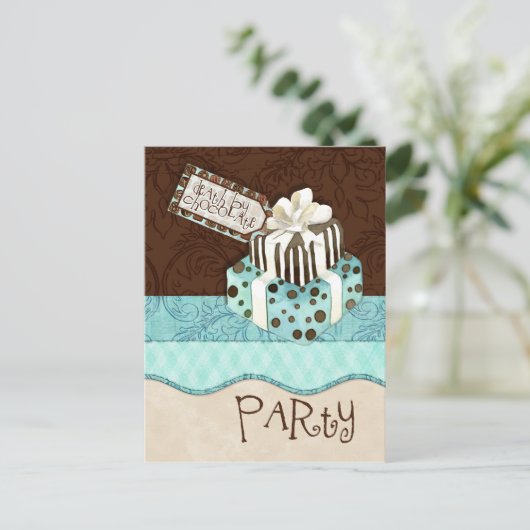 Chocolate Cake Verjaardagsfeest Uitnodiging (Staand voorkant)