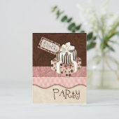 Chocolate Cake Verjaardagsfeest Uitnodiging Briefkaart (Staand voorkant)