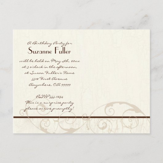 Chocolate Cake Verjaardagsfeest Uitnodiging Briefkaart (Achterkant)