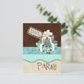 Chocolate Cake Verjaardagsfeest Uitnodiging Briefkaart (Staand voorkant)