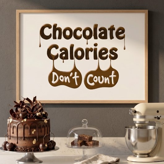 Chocolate Calories Don't Count Diet Humor Poster