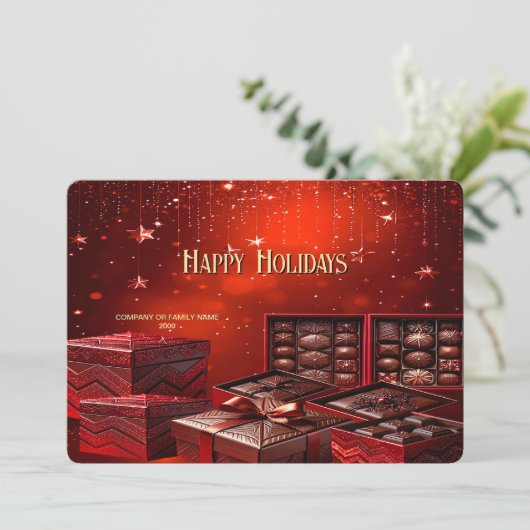 Chocolate Candy Christmas Holiday Card Feestdagenkaart (Staand voorkant)