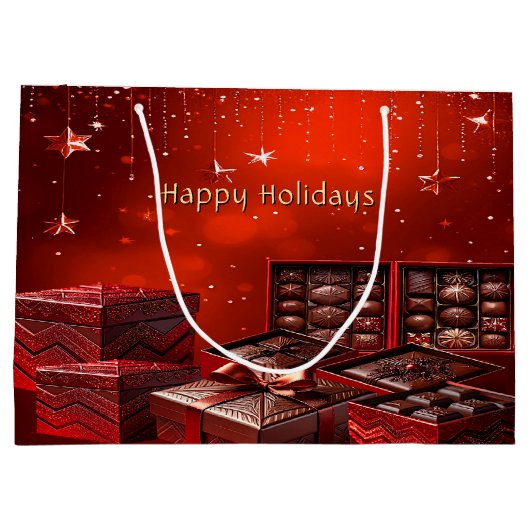 Chocolate Candy Christmas Holiday Gift Bag Groot Cadeauzakje (Achterkant)