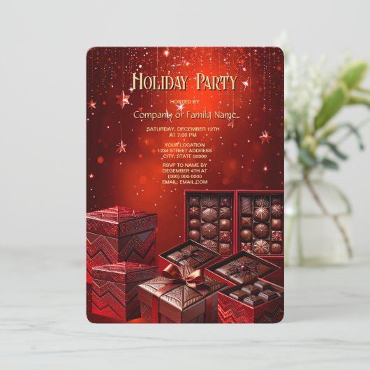 Chocolate Candy Christmas Holiday Invitation Kaart (Staand voorkant)