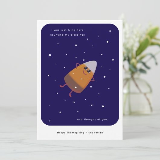Chocolate Candy Corn "Counting My Blessings" Fall Feestdagenkaart (Staand voorkant)