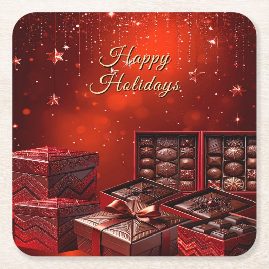 Chocolate Candy Holiday Paper Coaster Kartonnen Onderzetters (Voorkant)
