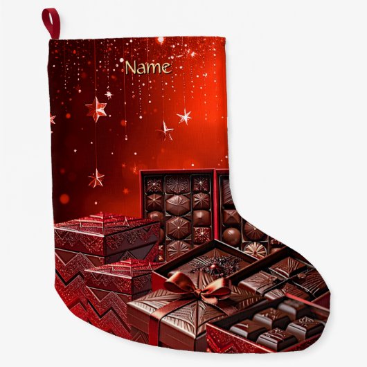 Chocolate Candy Holiday Stocking Grote Kerstsok (Voorkant)