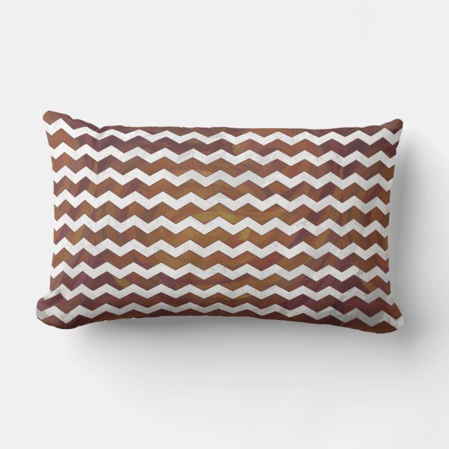 Chocolate Carmel Swirl Chevron Pattern Kussen (Voorkant)