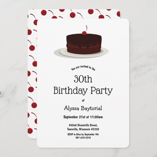 Chocolate Cherry Cake | Aanbesteding op zondag Kaart (Voorkant / Achterkant)