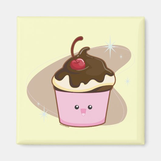 Chocolate Cherry Cupcake Magneet (Voorkant)