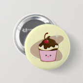 Chocolate Cherry Cupcake Ronde Button 5,7 Cm (Voorkant /achterkant)