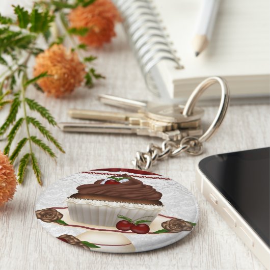 Chocolate Cherry Cupcake Sleutelhanger (Zijkant)
