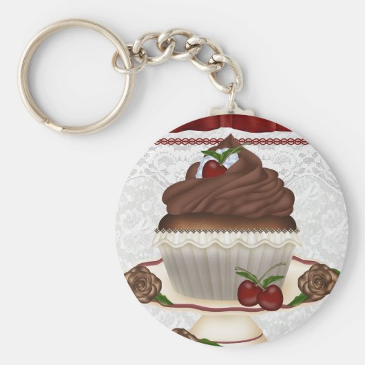 Chocolate Cherry Cupcake Sleutelhanger (Voorkant)