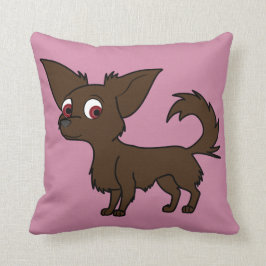 Chocolate Chihuahua met Long Hair Kussen