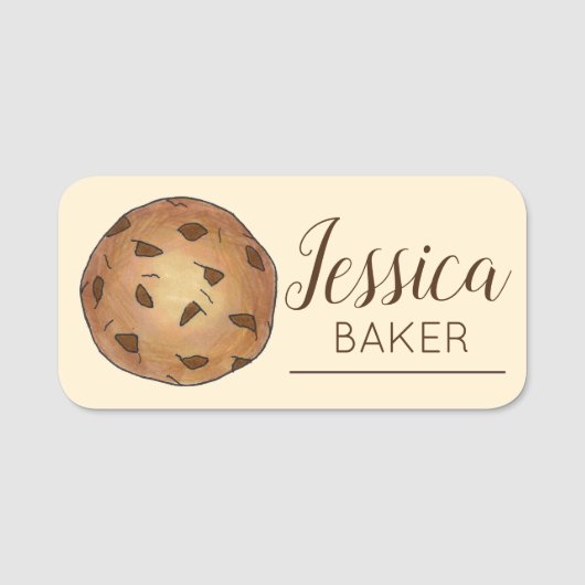 Chocolate Chip Cookie Bakery Pastry Chef Dessert Naamplaatje (Voorkant)
