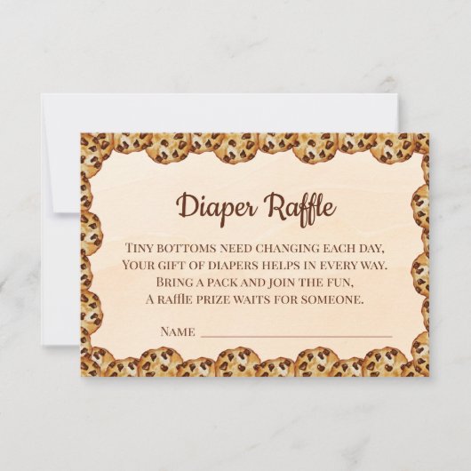 Chocolate Chip Cookie Diaper Raffle Card | Sweet Bedankkaart (Voorkant)