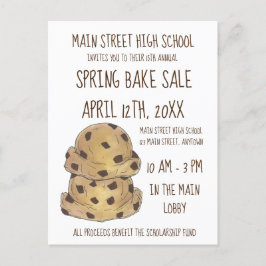 Chocolate Chip Cookie Dough Bake Sale Cookies Uitnodiging Briefkaart