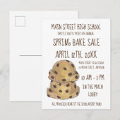 Chocolate Chip Cookie Dough Bake Sale Cookies Uitnodiging Briefkaart (Voorkant / Achterkant)