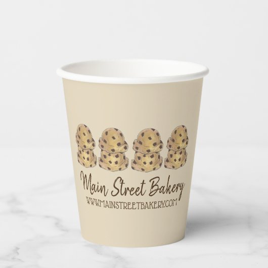 Chocolate Chip Cookie Dough Bakery Pastry Chef Papieren Bekers (Voorkant)