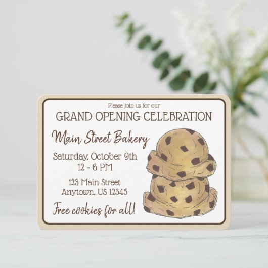 Chocolate Chip Cookie Dough Bakkerij Grand Opening Kaart (Staand voorkant)
