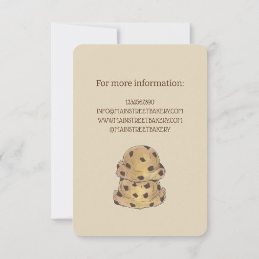 Chocolate Chip Cookie Dough Bakkerij Grand Opening Kaart (Achterkant)