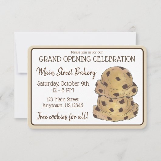 Chocolate Chip Cookie Dough Bakkerij Grand Opening Kaart (Voorkant)