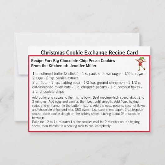 Chocolate Chip Cookie Exchange Recipe Kerstmis (Achterkant)