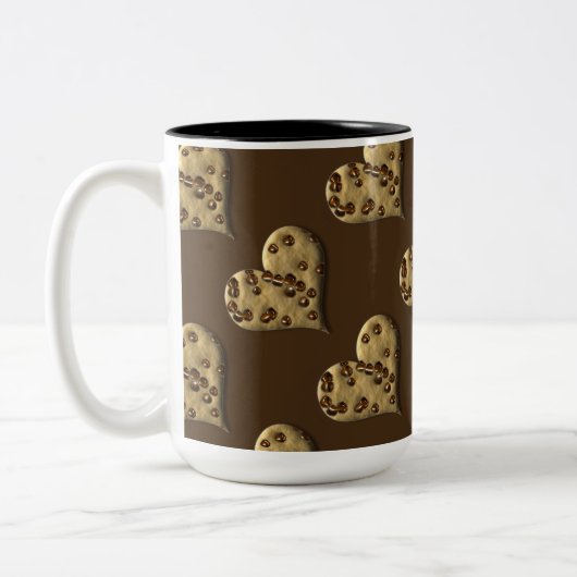 Chocolate Chip Cookie Hearts Pattern Coffee Mok (Links)