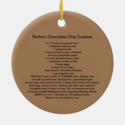 Chocolate Chip Cookie Recipe Keramisch Ornament (Achterkant)