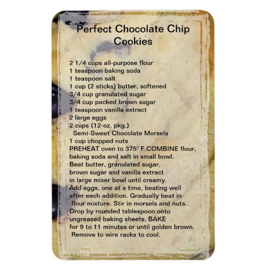 Chocolate Chip Cookie Recipe Magnet Magneet (Verticaal)