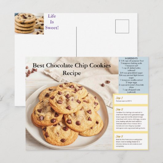 Chocolate Chip Cookie Recipe Postcard Briefkaart (Voorkant / Achterkant)