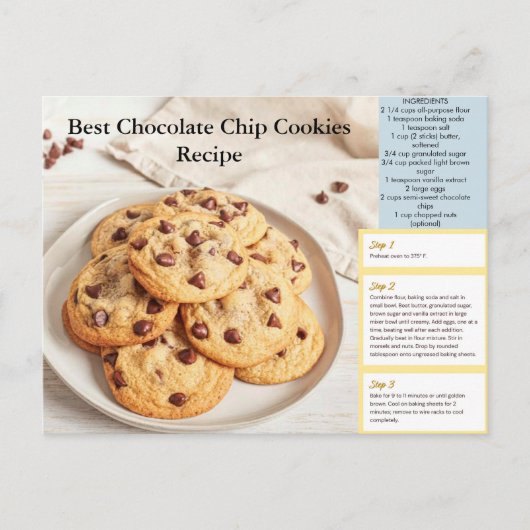Chocolate Chip Cookie Recipe Postcard Briefkaart (Voorkant)