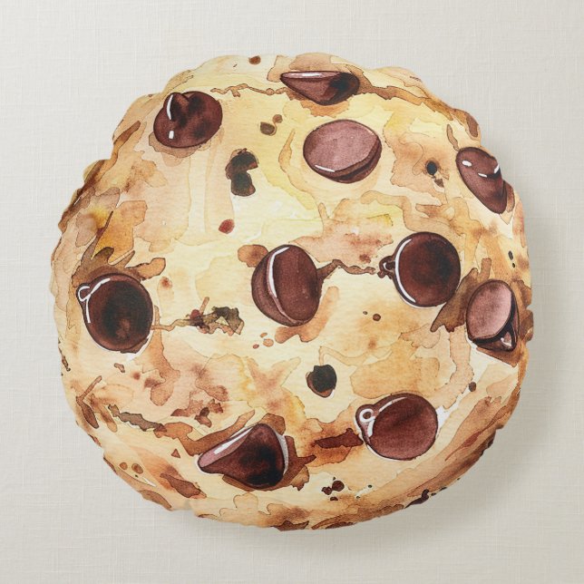 Chocolate Chip Cookie Rond Kussen (Voorkant)