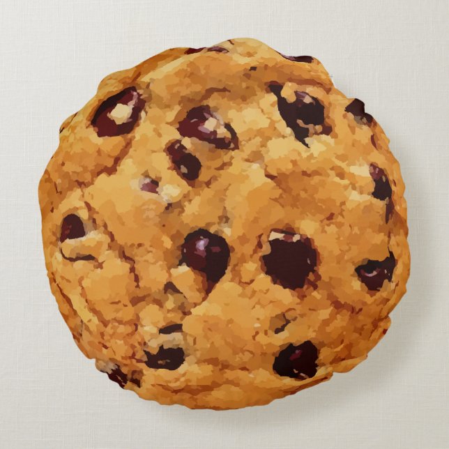 Chocolate Chip Cookie Rond Kussen (Achterkant)