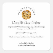 Chocolate Chip Cookie Watercolor Bakkerij Ingredië Vierkante Sticker (Voorkant)