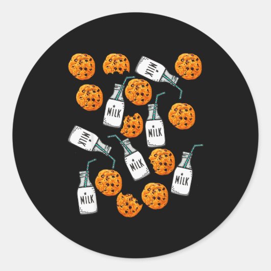 Chocolate Chip Cookies And Milk Funny Costume  Ronde Sticker (Voorkant)