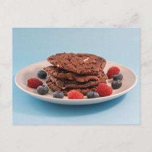 Chocolate Chip Cookies Met Bessen Voedsel Foto Briefkaart