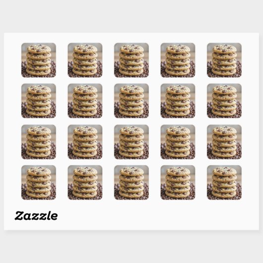 Chocolate Chip Cookies On Chocolate Morsels Vierkante Sticker (Vel)