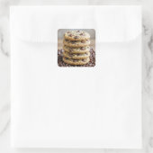 Chocolate Chip Cookies Op Chocoladebrokken Vierkante Sticker (Tas)
