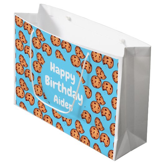 Chocolate Chip Cookies Patroon Groot Cadeauzakje (Voorkant Gekanteld)